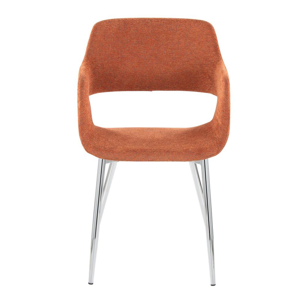 Chrome Metal, Orange Fabric Margarite Chair - Set of 2