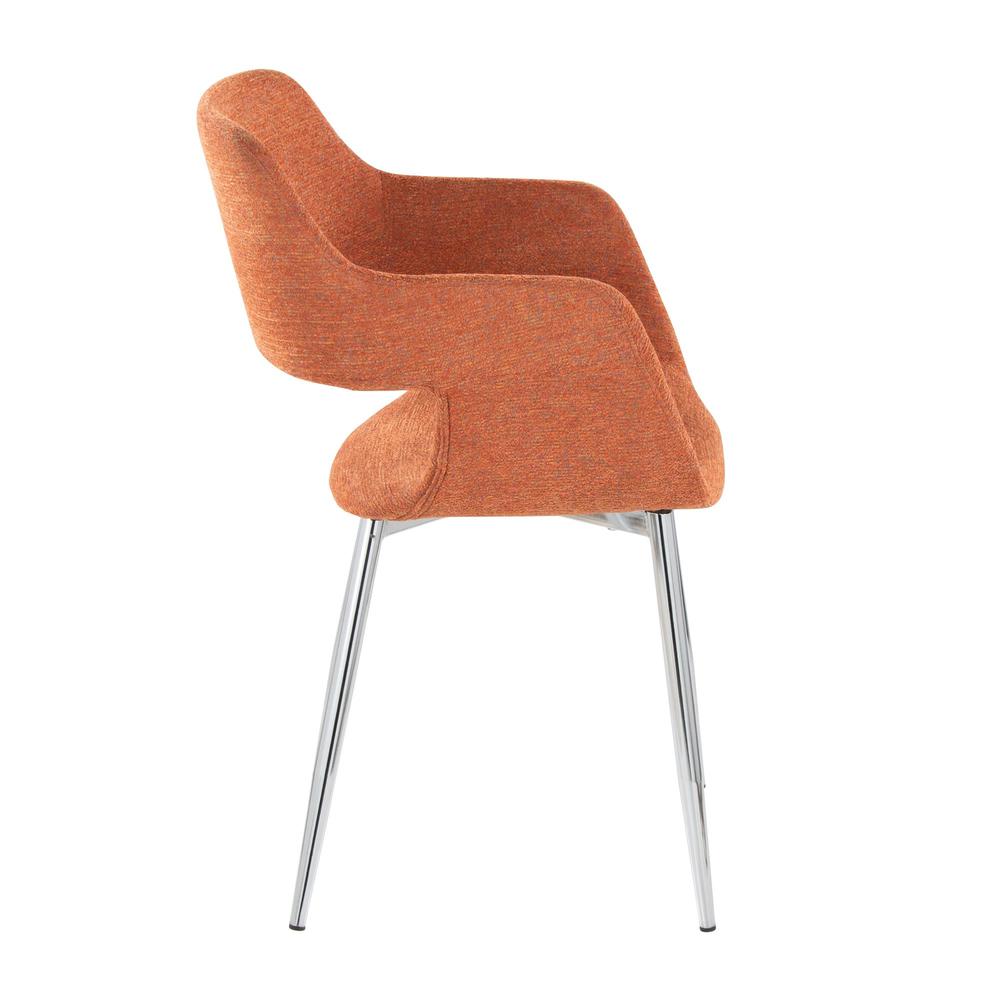 Chrome Metal, Orange Fabric Margarite Chair - Set of 2