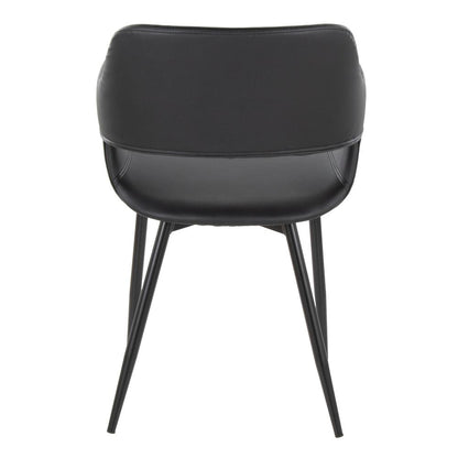 Black Metal, Black PU Margarite Chair - Set of 2