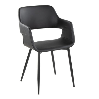 Black Metal, Black PU Margarite Chair - Set of 2