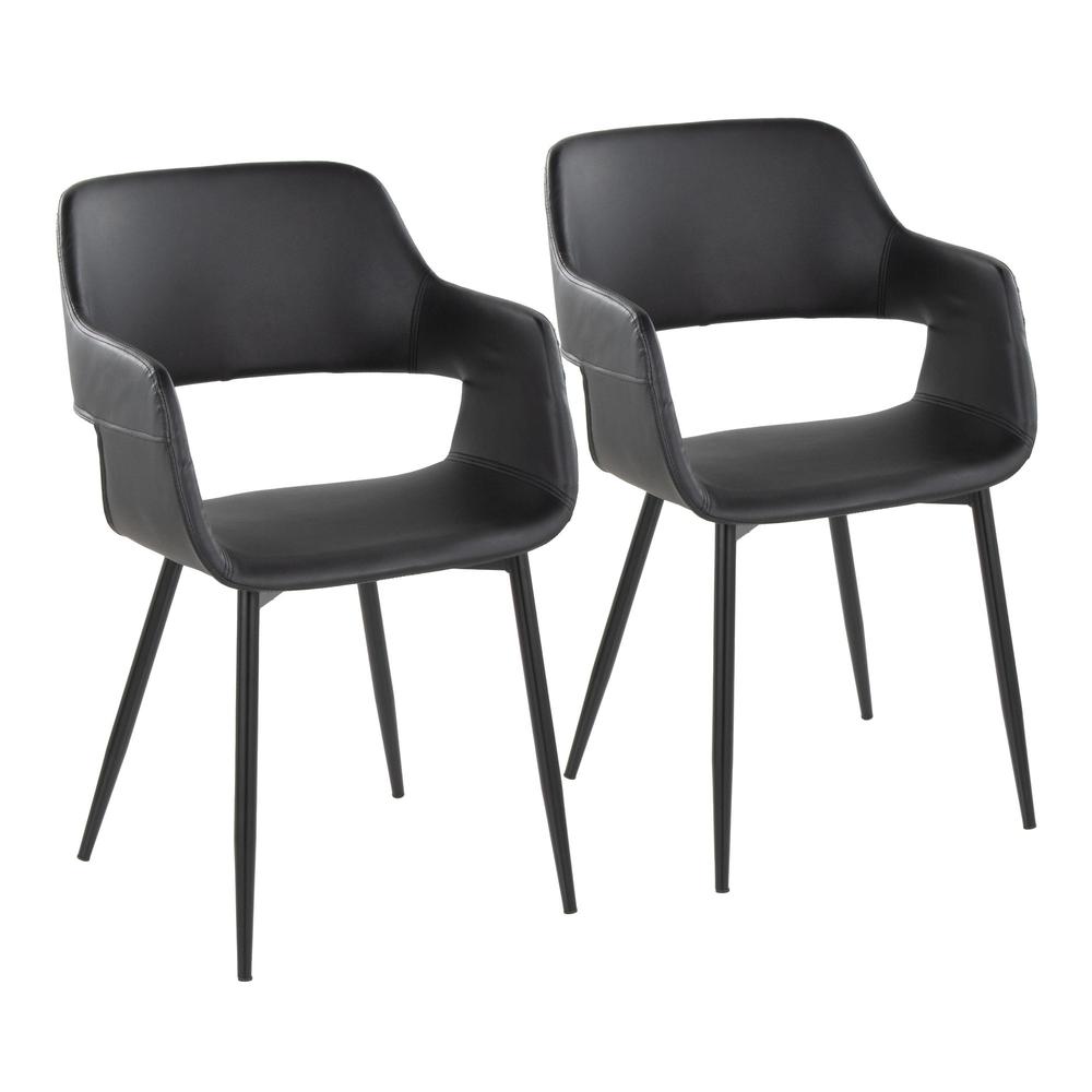 Black Metal, Black PU Margarite Chair - Set of 2