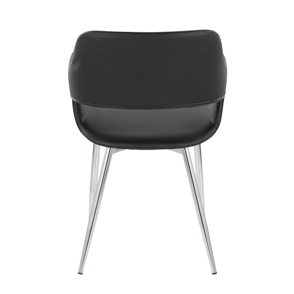 Chrome Metal, Black PU Margarite Chair - Set of 2
