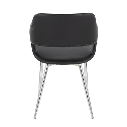 Chrome Metal, Black PU Margarite Chair - Set of 2
