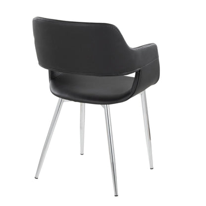 Chrome Metal, Black PU Margarite Chair - Set of 2