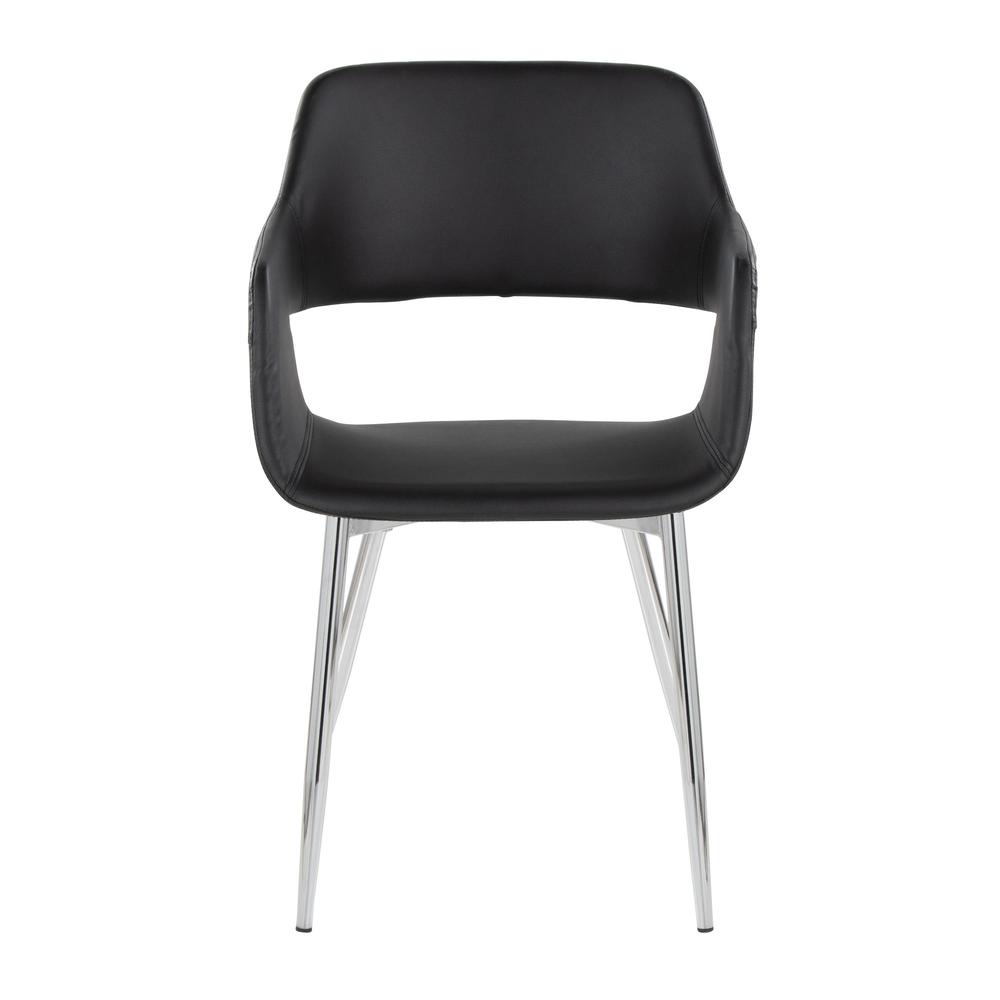 Chrome Metal, Black PU Margarite Chair - Set of 2