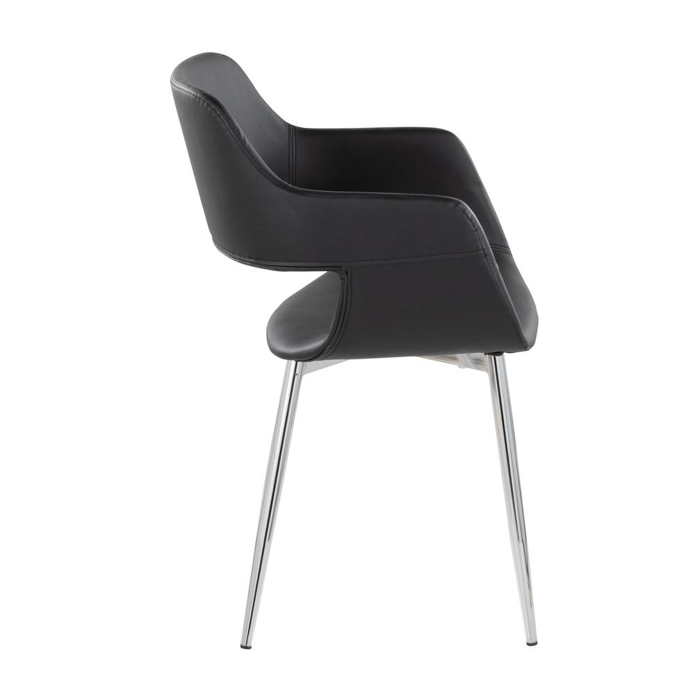 Chrome Metal, Black PU Margarite Chair - Set of 2