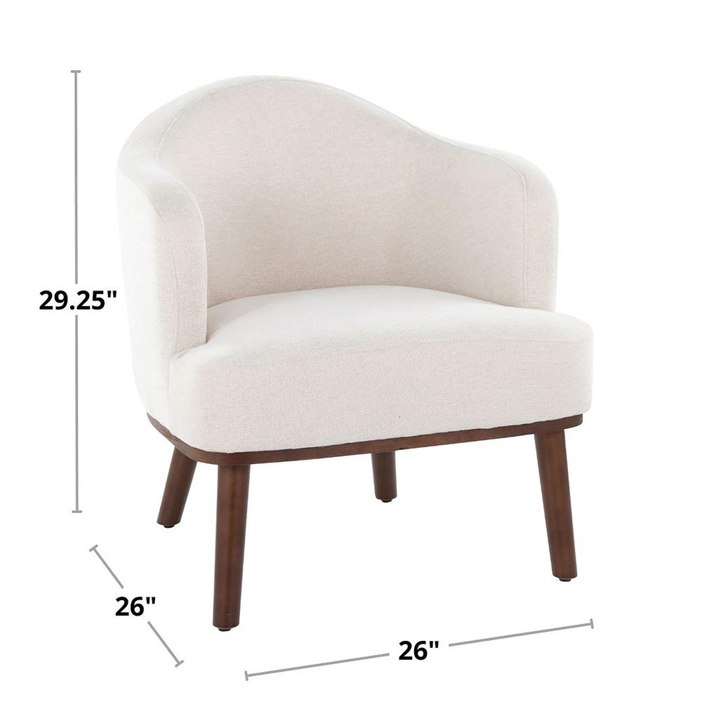 Walnut Wood, Cream Fabric Ahoy Accent Chair