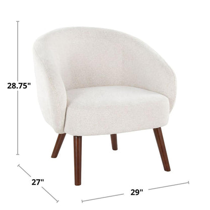 Walnut Wood, Cream Fabirc Ashland Lounge Chair