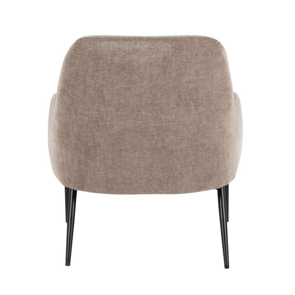 Marcel Accent Chair in Black Metal, Light Brown Fabric color