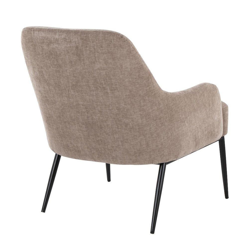 Marcel Accent Chair in Black Metal, Light Brown Fabric color