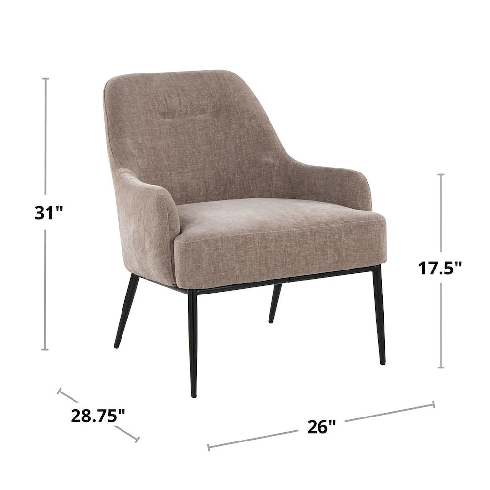 Marcel Accent Chair in Black Metal, Light Brown Fabric color