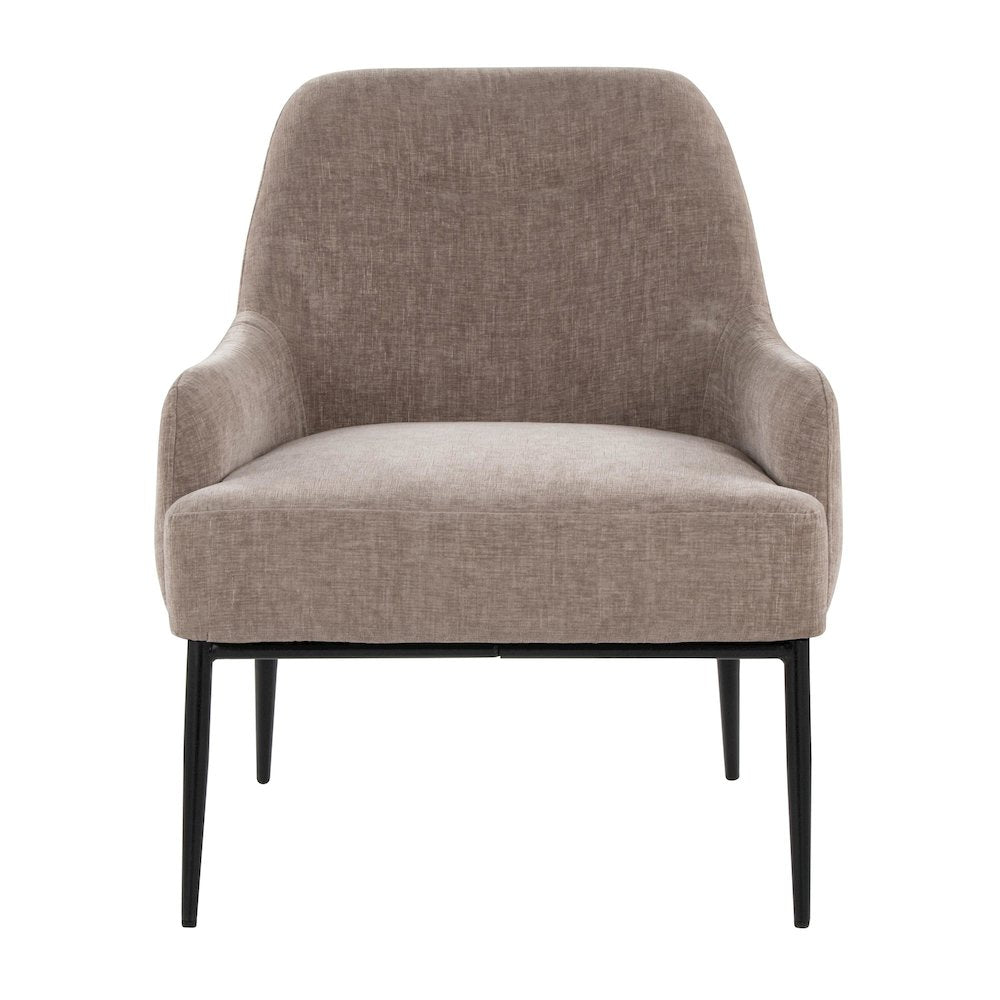 Marcel Accent Chair in Black Metal, Light Brown Fabric color