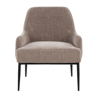 Marcel Accent Chair in Black Metal, Light Brown Fabric color