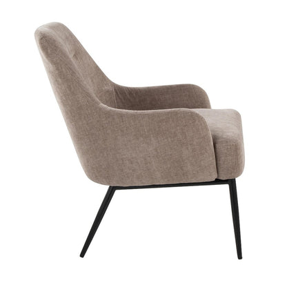 Marcel Accent Chair in Black Metal, Light Brown Fabric color