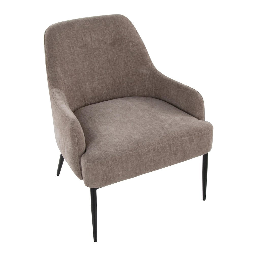 Marcel Accent Chair in Black Metal, Light Brown Fabric color