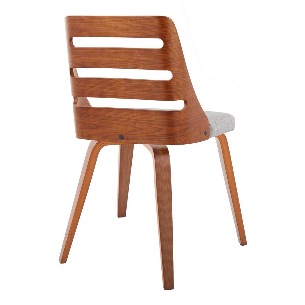 Walnut Wood, Grey Fabric Trevi Chair - Set of 2