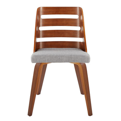 Walnut Wood, Grey Fabric Trevi Chair - Set of 2