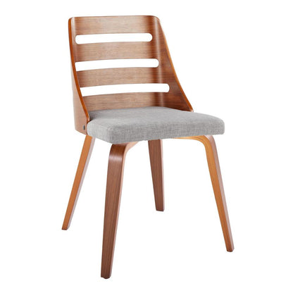 Walnut Wood, Grey Fabric Trevi Chair - Set of 2