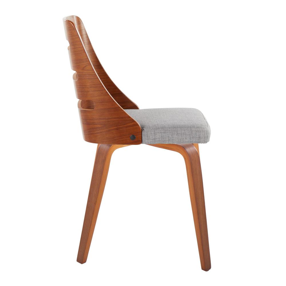Walnut Wood, Grey Fabric Trevi Chair - Set of 2