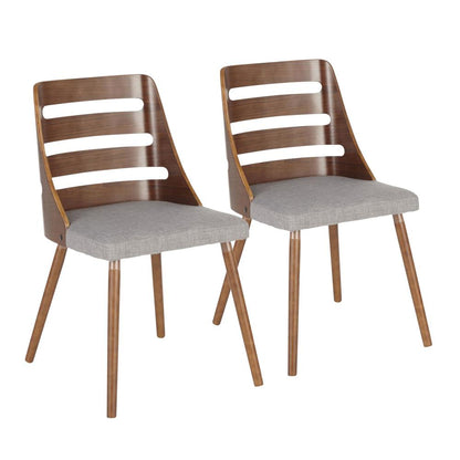 Walnut Wood, Grey Fabric Trevi Chair - Set of 2
