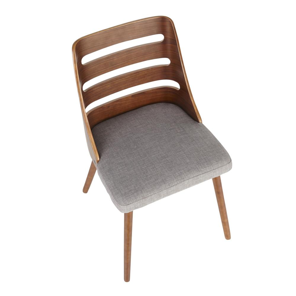 Walnut Wood, Grey Fabric Trevi Chair - Set of 2