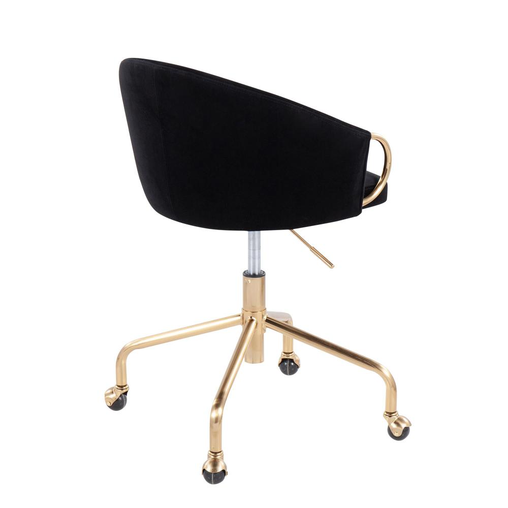 Gold Metal, Black Velvet Claire Task Chair