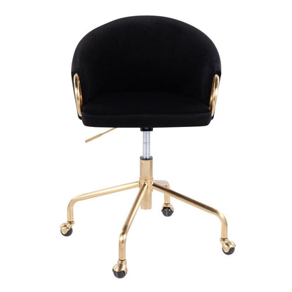 Gold Metal, Black Velvet Claire Task Chair