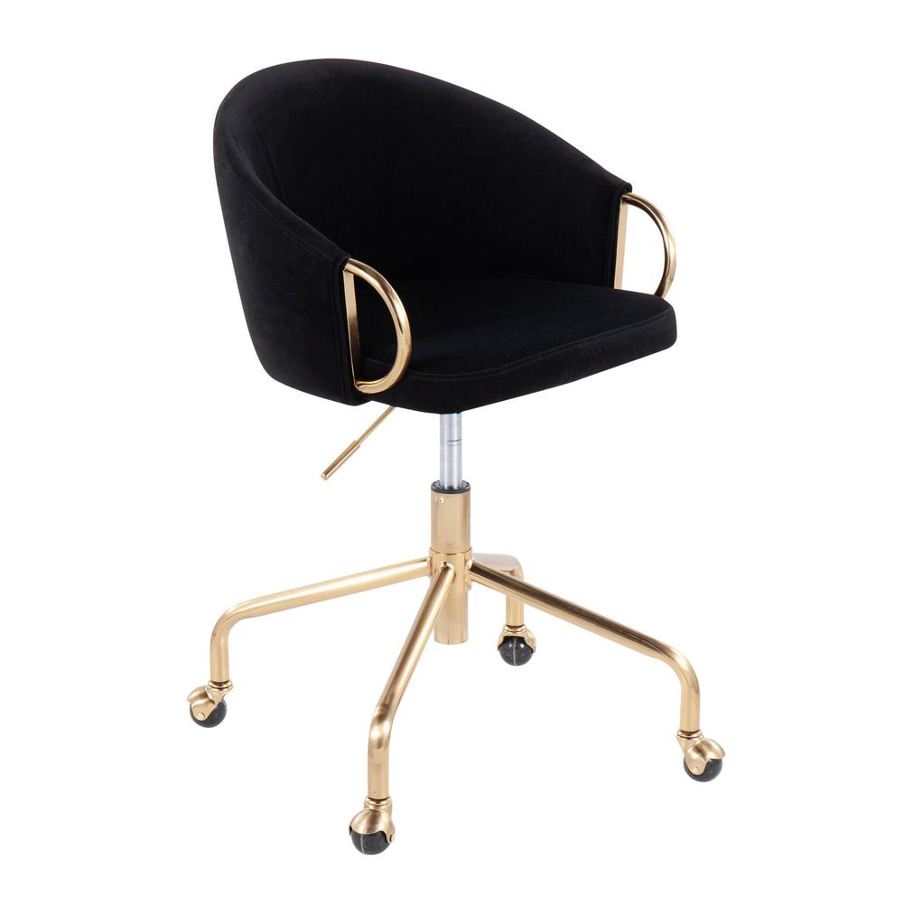 Gold Metal, Black Velvet Claire Task Chair