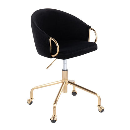 Gold Metal, Black Velvet Claire Task Chair