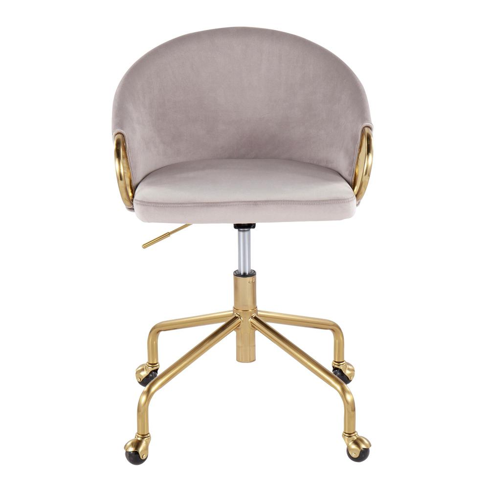 Gold Metal, Silver Velvet Claire Task Chair