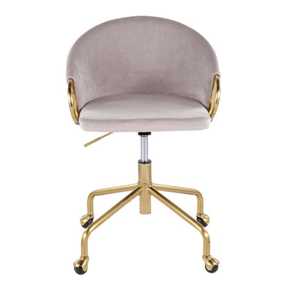 Gold Metal, Silver Velvet Claire Task Chair