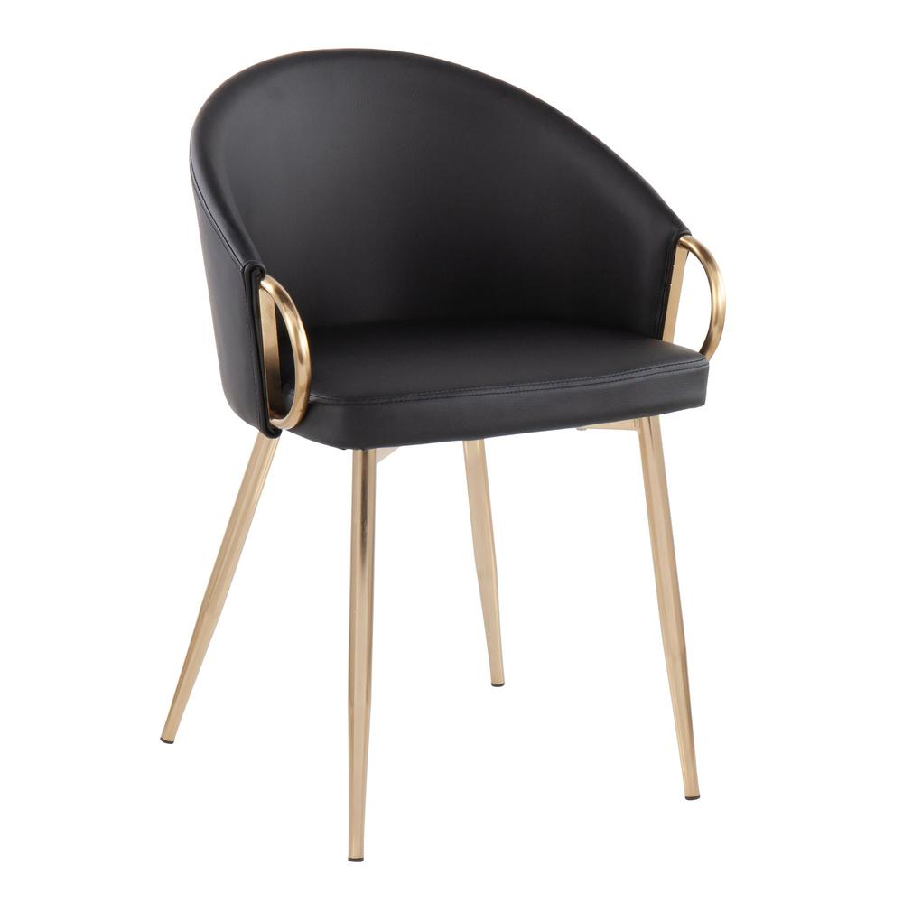 Gold Metal, Black PU Claire Chair