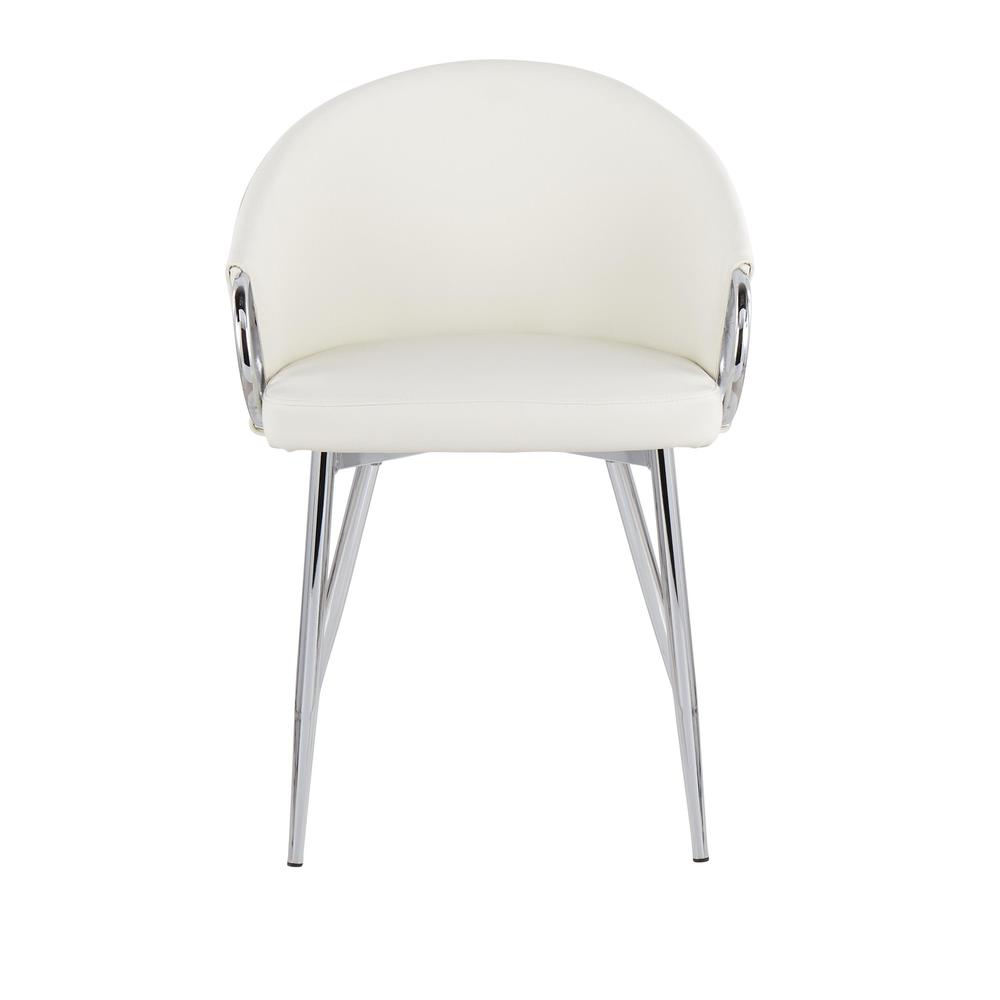 Silver Metal, White PU Claire Chair