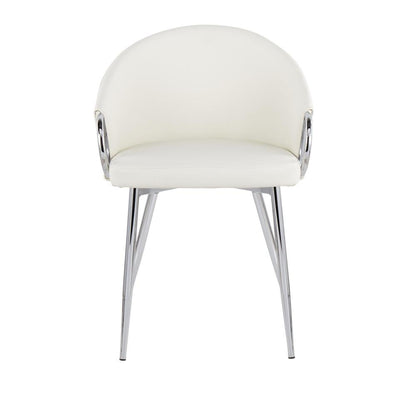 Silver Metal, White PU Claire Chair