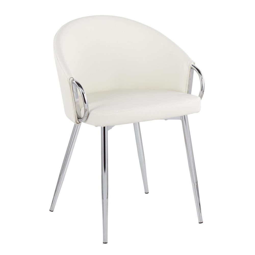 Silver Metal, White PU Claire Chair
