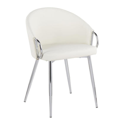 Silver Metal, White PU Claire Chair