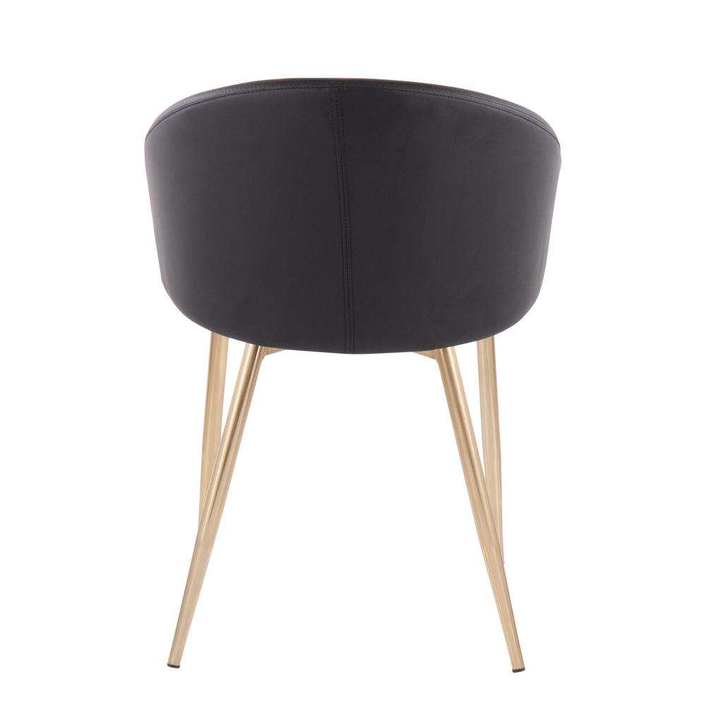 Gold Metal, Black PU Claire Chair - Set of 2