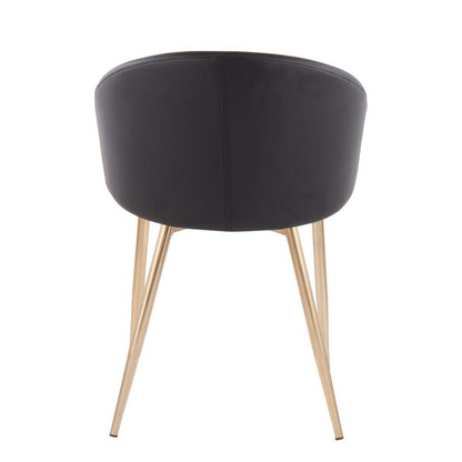 Gold Metal, Black PU Claire Chair - Set of 2