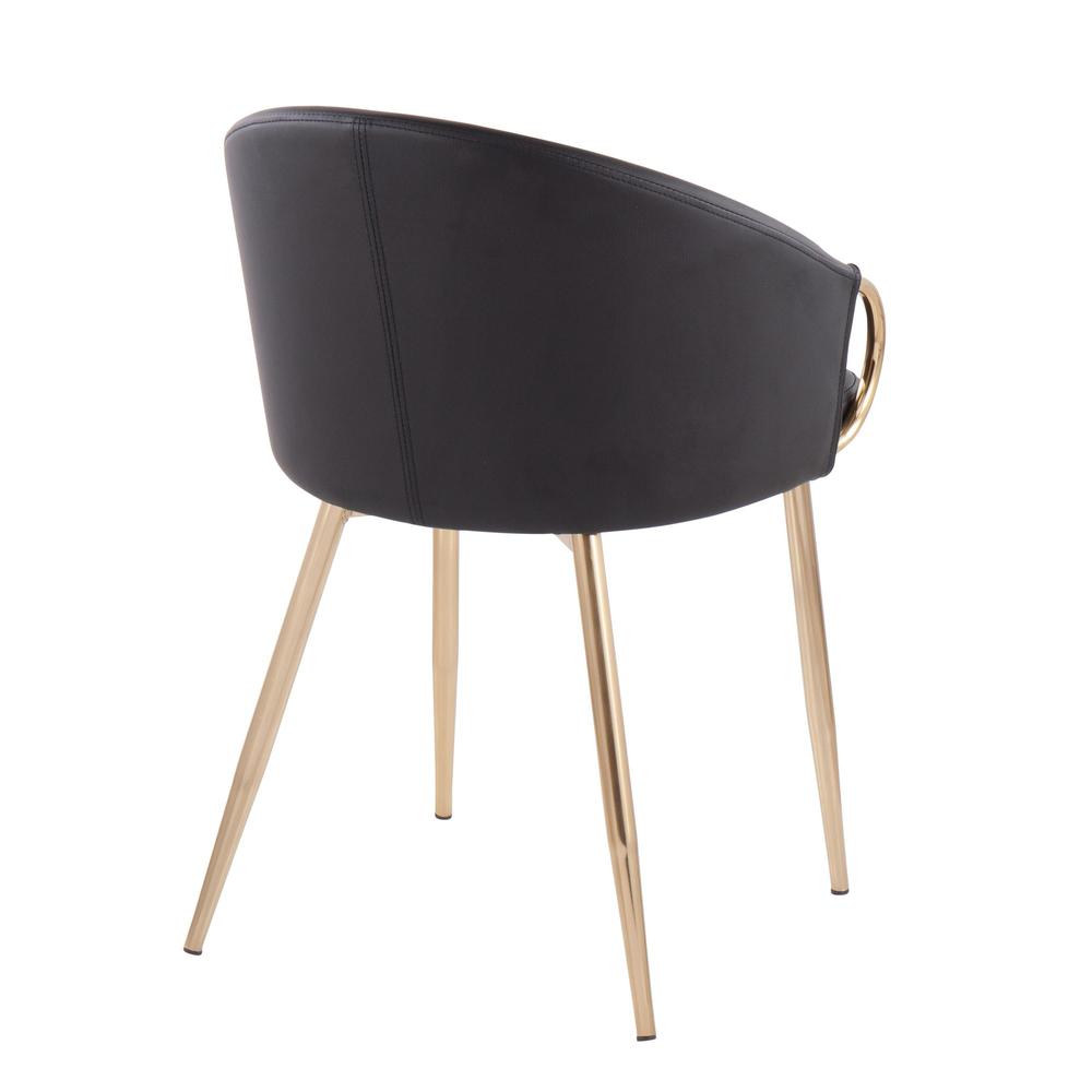 Gold Metal, Black PU Claire Chair - Set of 2
