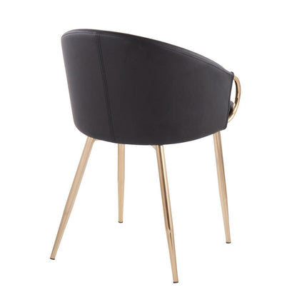 Gold Metal, Black PU Claire Chair - Set of 2