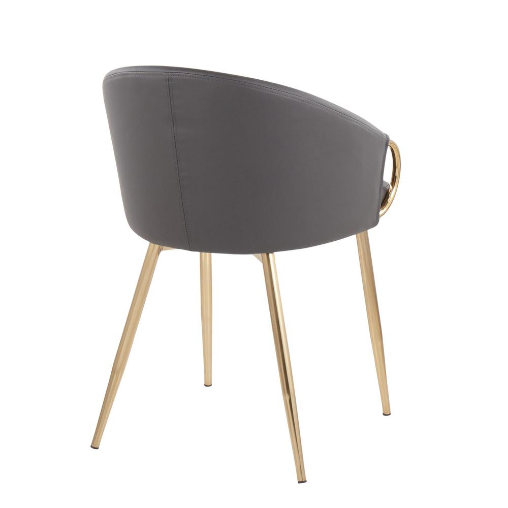 Gold Metal, Grey PU Claire Chair - Set of 2