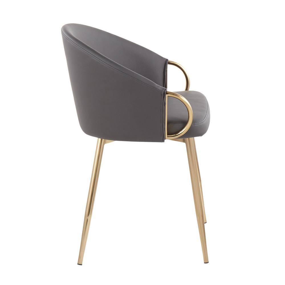 Gold Metal, Grey PU Claire Chair - Set of 2