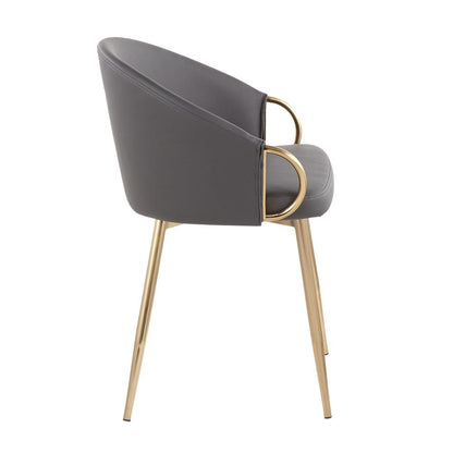 Gold Metal, Grey PU Claire Chair - Set of 2