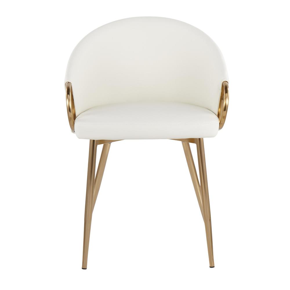 Gold Metal, White PU Claire Chair - Set of 2