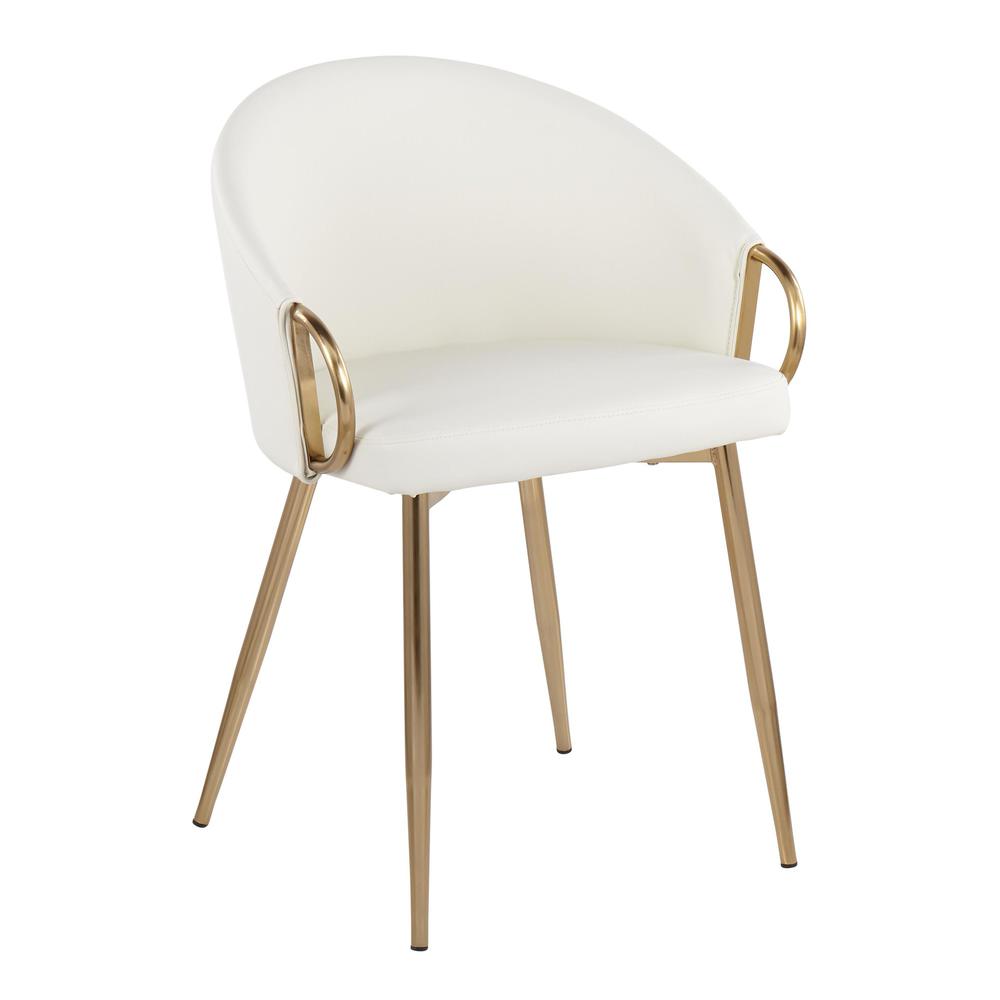 Gold Metal, White PU Claire Chair - Set of 2