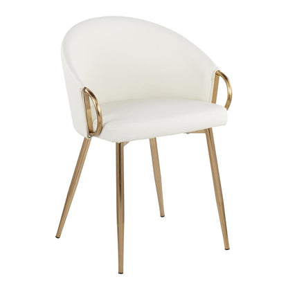 Gold Metal, White PU Claire Chair - Set of 2