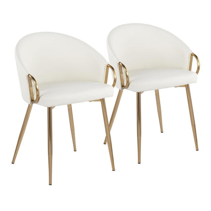 Gold Metal, White PU Claire Chair - Set of 2