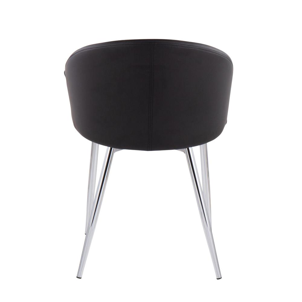 Chrome Metal, Black PU Claire Chair - Set of 2