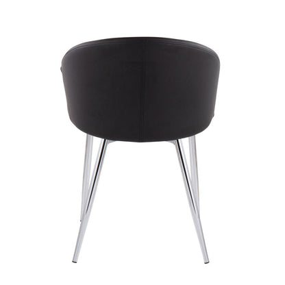 Chrome Metal, Black PU Claire Chair - Set of 2
