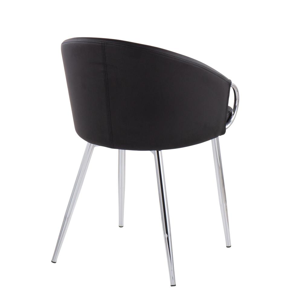 Chrome Metal, Black PU Claire Chair - Set of 2
